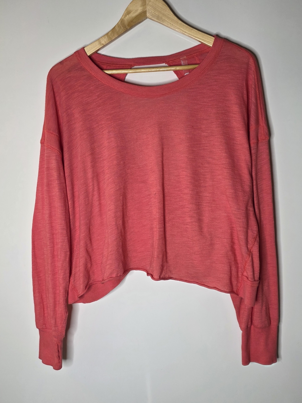 Free People FP Movement Pink My time long sleeve layering top Open Back  Small
